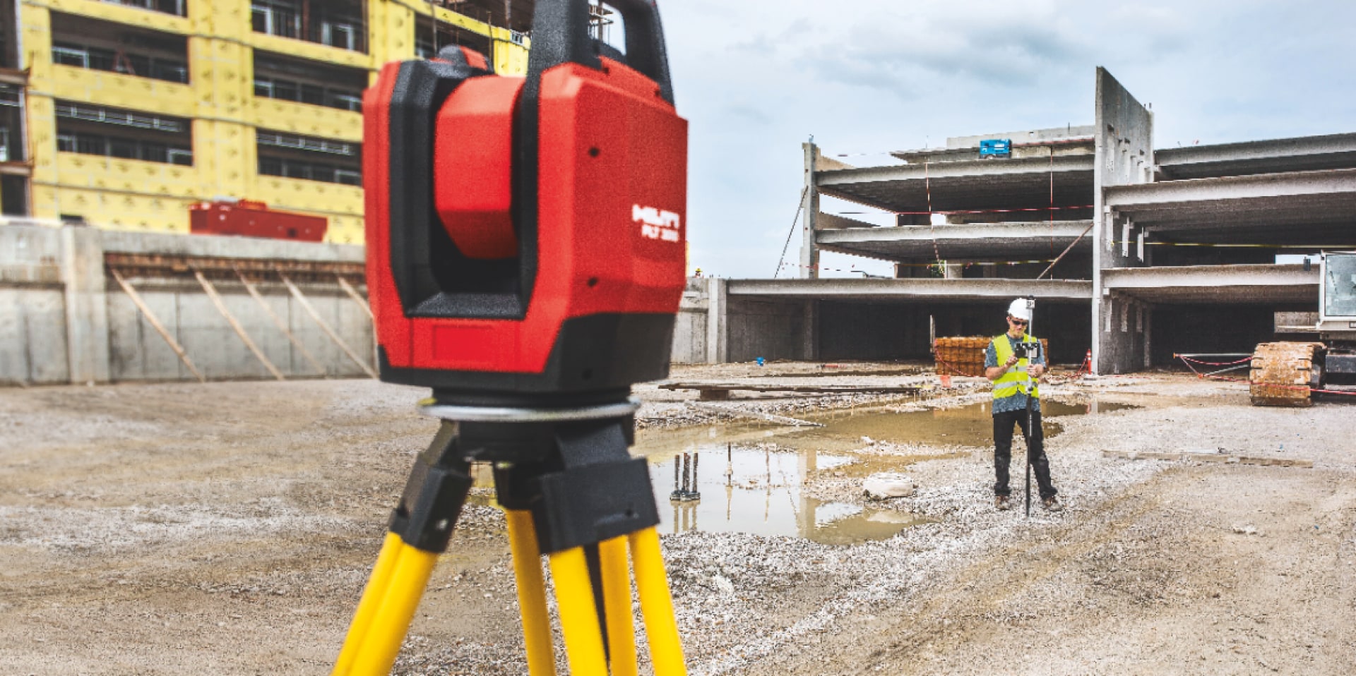 Layout tool (robotic total station with BIM capability) used for locating building elements on construction sites