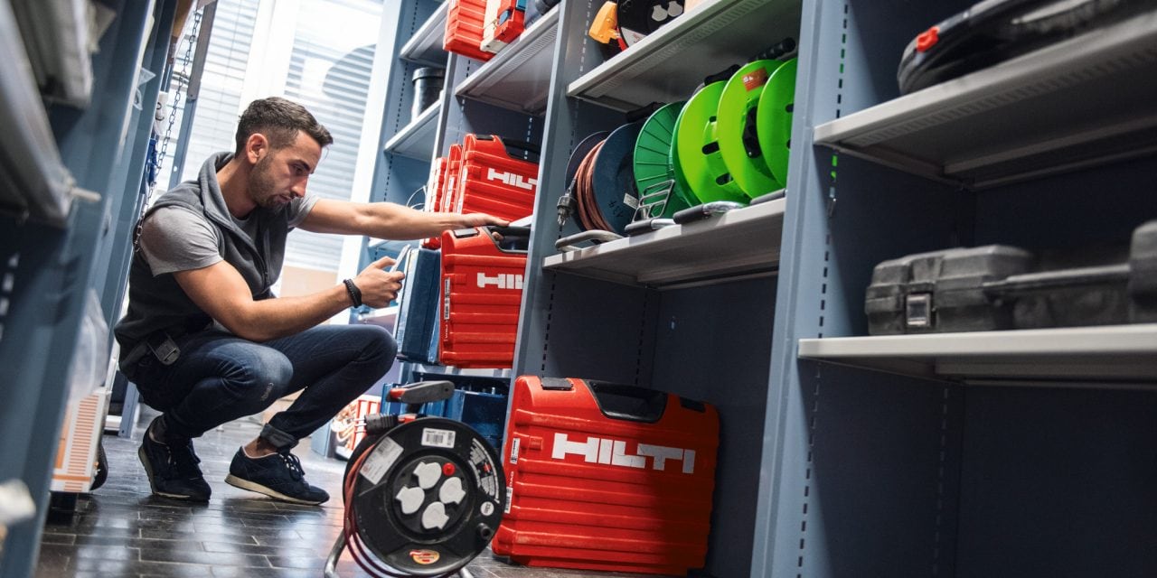 Hilti ON!Track smartphone, crib manager, warehouse manager, check inventory, add item, warehouse, transfer, identify