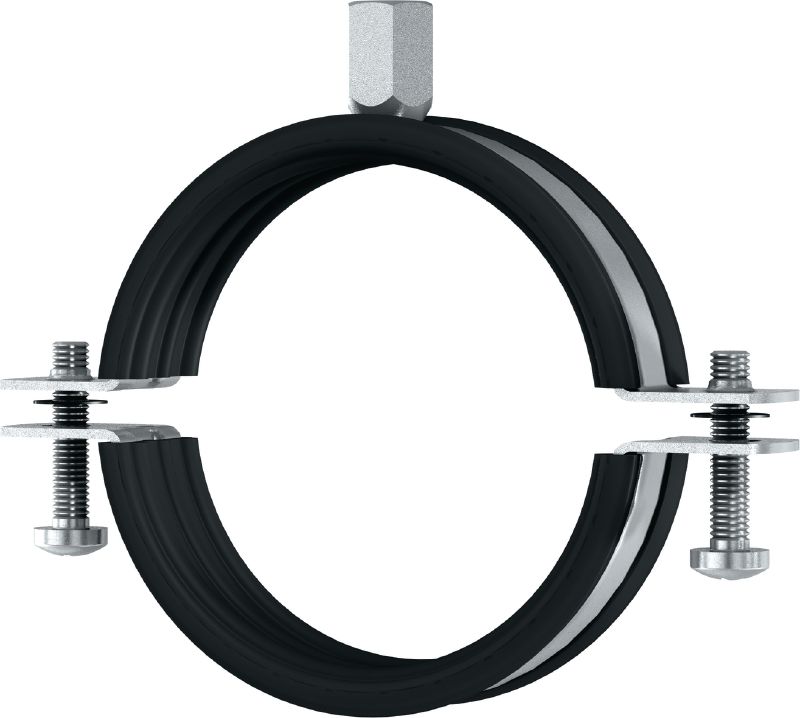 MP-PI HDG Pipe clamp Hot-dip galvanized (HDG) pipe clamp with sound insulation for economical light/medium-duty applications