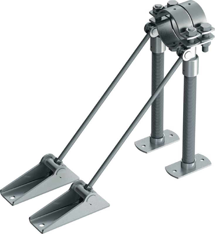 MFP-UHD Fixed point universal heavy Galvanized double fixed point with one-sided bracing for heavy-duty applications up to 36 kN