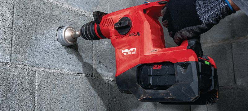 TE 30-22 Cordless rotary hammer Powerful cordless SDS Plus (TE-C) rotary hammer with Active Vibration Reduction and Active Torque Control for concrete drilling and chiselling (Nuron battery platform) Applications 1