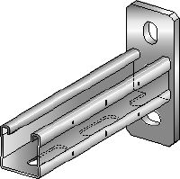 MQK-41-F Bracket Hot-dip galvanized (HDG) bracket with a 41 mm high, single MQ strut channel for medium-duty applications